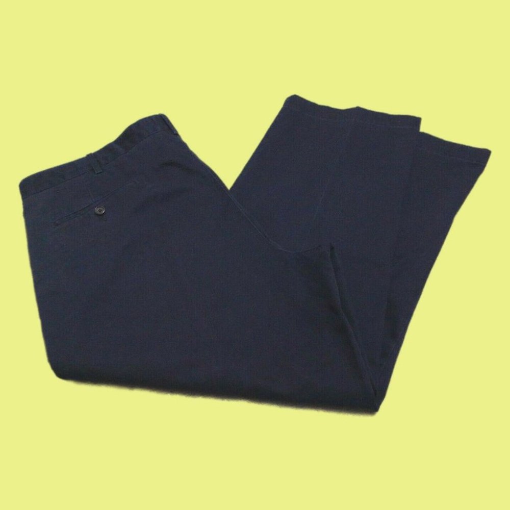 Landsend Mens Pants Sze 42 x 27.5 Traditional Fit Navy Blue 100% Cotton …